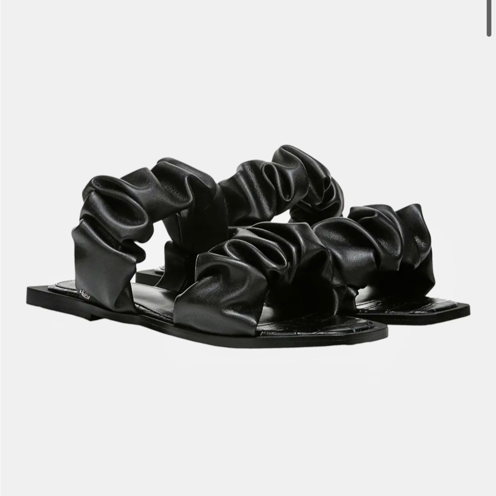 Black ruched Iggy slip on sandal